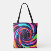 ネオンカラフルスパイラル抽象芸術アート トートバッグ (裏面)