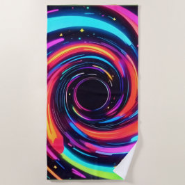 ネオンカラフルスパイラル抽象芸術アート ビーチタオル