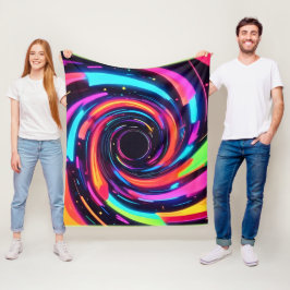 ネオンカラフルスパイラル抽象芸術アート フリースブランケット