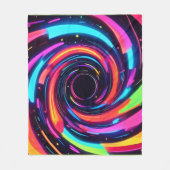 ネオンカラフルスパイラル抽象芸術アート フリースブランケット (正面)