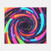 ネオンカラフルスパイラル抽象芸術アート フリースブランケット (正面(横))