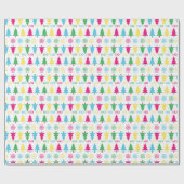 ネオンカラフルタイポグラフィックHO HOクリスマスツリー ラッピングペーパー (フラット)