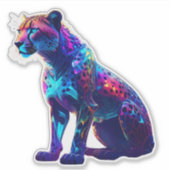 ネオンカラフルチータアート白熱［赤熱］光を放つ – 野猫 シール (正面)
