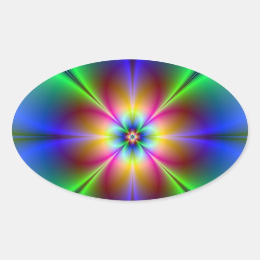 ネオンカラフルデイジー 楕円形シール (正面)