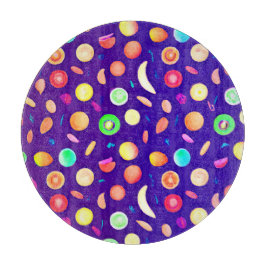 ネオンカラフルトロピカルフルーツパターン カッティングボード