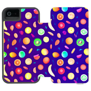 ネオンカラフルトロピカルフルーツパターン iPhone SE/5/5sウォレットケース