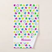 ネオンカラフルドットと形状レトロパターン バスタオルセット (ハンドタオル)