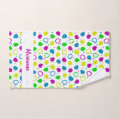 ネオンカラフルドットと形状レトロパターン バスタオルセット (ハンドタオル)