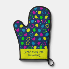 ネオンカラフルドットと形状レトロパターン 鍋つかみ