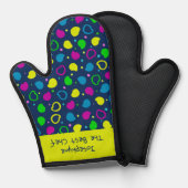 ネオンカラフルドットと形状レトロパターン 鍋つかみ (正面/裏面)