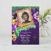 ネオンカラフルハロウィーン誕生日パーティーの招待状 招待状 (スタンド正面)