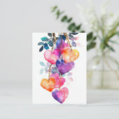 ネオンカラフルハートバレンタインの挨拶 ポストカード (スタンド正面)