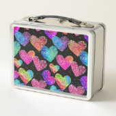 ネオンカラフルハートプリント名 メタルランチボックス (裏面)