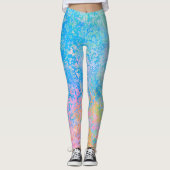 ネオンカラフルパステルスカイアルコールインク抽象芸術 レギンス (正面)