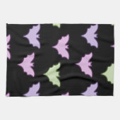 ネオンカラフルピンクパープルグリーンこうもりハロウィーン キッチンタオル (横)