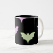 ネオンカラフルピンクパープルグリーンこうもりハロウィーン ツートーンマグカップ (正面右)