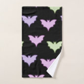 ネオンカラフルピンクパープルグリーンこうもりハロウィーン バスタオルセット (ハンドタオル)