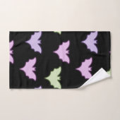 ネオンカラフルピンクパープルグリーンこうもりハロウィーン バスタオルセット (ハンドタオル)