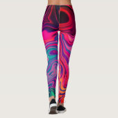 ネオンカラフルピンクブルー液体大理石抽象芸術 レギンス (裏面)