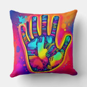 ネオンカラフルファイブ&ハーフフィンガープリントアート クッション (裏面)