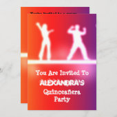 ネオンカラフルファンキーダンサーのキンセアニェラパーティー 招待状 (正面/裏面)