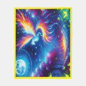 ネオンカラフルフェニックスとナイトスカイ | フリースブランケット (正面)