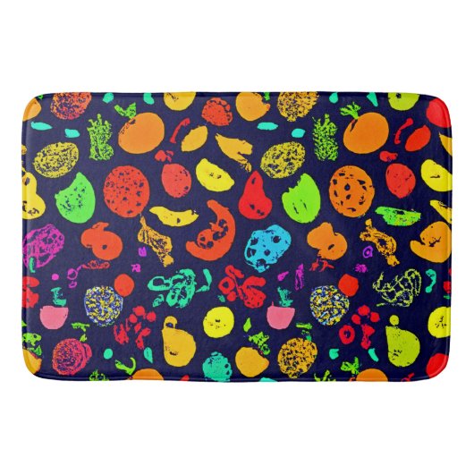 ネオンカラフルフルーツパターンアート バスマット (正面)