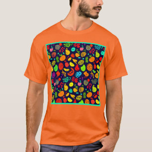 ネオンカラフルフルーツパターンアート Tシャツ