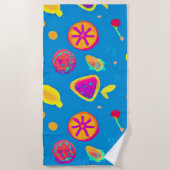 ネオンカラフルフルーツパターン交響曲 ビーチタオル (正面)