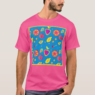 ネオンカラフルフルーツパターン交響曲 Tシャツ