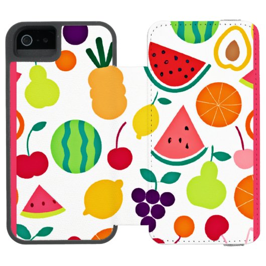 ネオンカラフルフルーツフェスタ INCIPIO iPhoneウォレットケース (フォリオ Open)