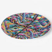 ネオンカラフルブライト抽象芸術90のパターンプリント ペーパープレート (アングル)