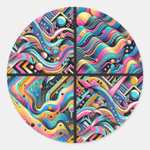 ネオンカラフルブライト抽象芸術90のパターンプリント ラウンドシール