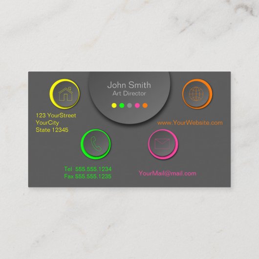 ネオンカラフルプロフェッショナルモダン名刺 名刺 (裏面)