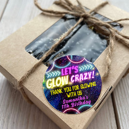 ネオンカラフルライトの熱狂するパーティーおもしろい ラウンドシール