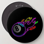 ネオンカラフルライトエイトボールビリヤード 缶バッジ (正面&裏面)