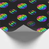 ネオンカラフルレインボーイースターエッグパターンブラック ラッピングペーパー (角)