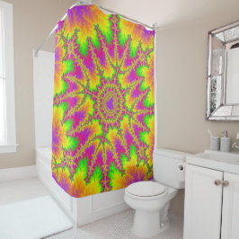 ネオンカラフルレインボーフラクタル シャワーカーテン