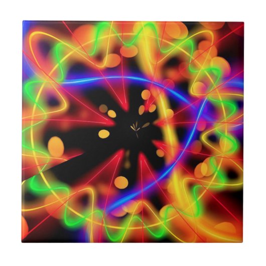 ネオンカラフル光模様セラミックタイル タイル (正面)