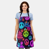 ネオンカラフル平和パターン エプロン (着用した状態)
