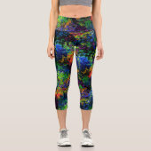 ネオンカラフル抽象芸術モダンネオンナイト カプリレギンス (正面)