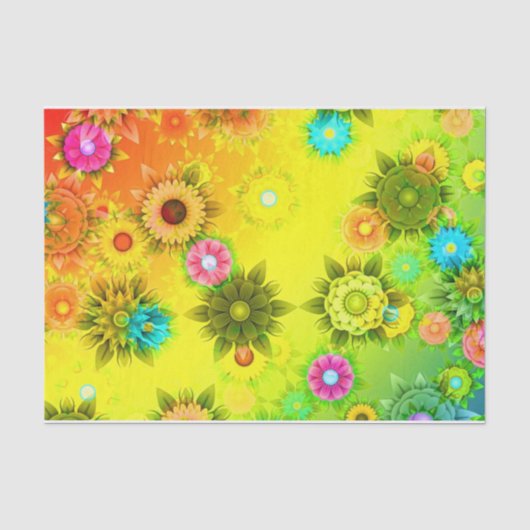 ネオンカラフル抽象芸術モダン花 薄葉紙 (正面)