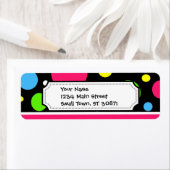 ネオンカラフル水玉模様ストライプピンクティール(緑がかった色)ライム ラベル (インサイチュ)