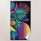 ネオンカラフル熱帯/ハワイアン ビーチタオル (正面)