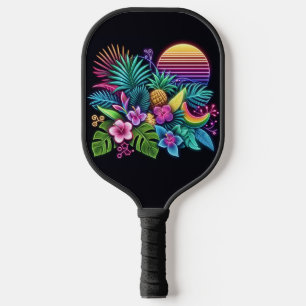 ネオンカラフル熱帯/ハワイアン ピックルボールラケット