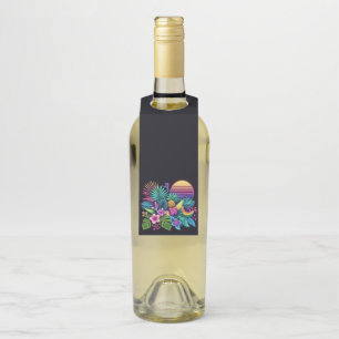 ネオンカラフル熱帯/ハワイアン ボトルネックタグ