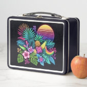 ネオンカラフル熱帯/ハワイアン メタルランチボックス (インサイチュ)