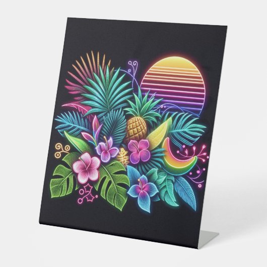 ネオンカラフル熱帯/ハワイアン 台座サイン (正面)