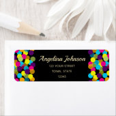 ネオンカラフル紙吹雪パターン黒モダンパーティー ラベル (インサイチュ)