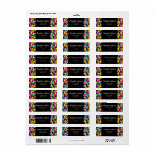 ネオンカラフル紙吹雪パターン黒モダンパーティー ラベル (フルシート)